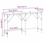 vidaXL Table console chêne artisanal 140 x 29 x 75 cm