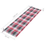 vidaXL Banc de jardin avec coussin à carreaux rouge 175 cm Teck massif
