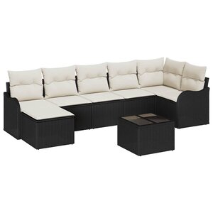 vidaXL Ensemble de canapé de jardin 8 Pièces Noir et blanc Poly rotin