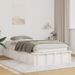 vidaXL Cadre de lit avec stockage Blanc 100 x 200 cm Bois massif