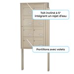 Bloc collectif Leabox  2x4  grade 3  simple face  Extérieur  fixation sur pieds à sceller   Ivoire RAL 1015  finition brillante