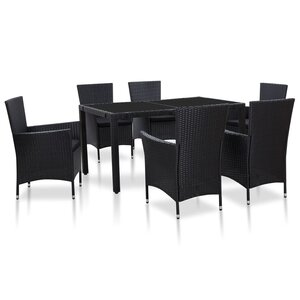 vidaXL Ensemble à manger d'extérieur 7 Pièces Résine tressée Noir