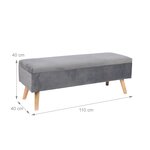 Banquette coffre multifonctionnelle 40 x 110 x 40 cm avec rangement assise rembourrée style contemporain en MDF gris 13_0017448