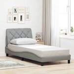 vidaXL Cadre de lit avec LED sans matelas gris clair 90x190 cm tissu