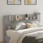 vidaXL Armoire tête de lit avec LED gris béton 180x16 5x103 5 cm