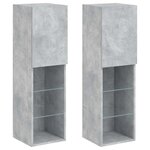 vidaXL Meubles TV avec lumières LED 2 Pièces gris béton 30 5x30x102 cm