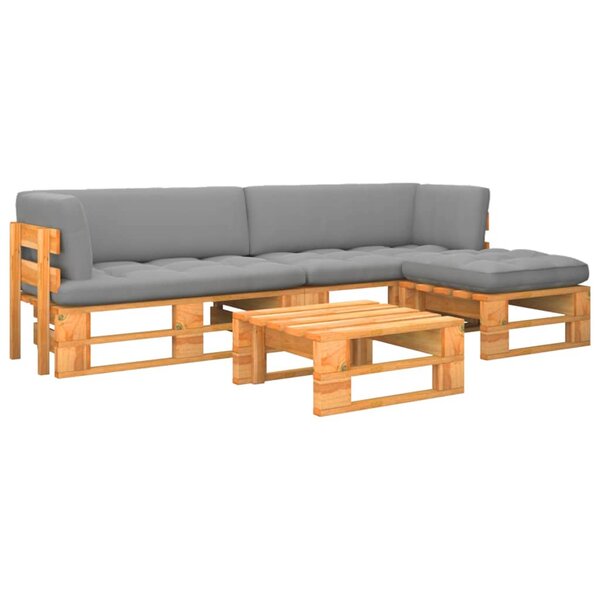 Salon de jardin meuble d'extérieur ensemble de mobilier palette 4 pièces pin imprégné de marron miel 02_0018388