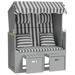 vidaXL Strandkorb avec coussins Résine tressée bois solide gris blanc