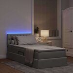 vidaXL Lit de rangement LED avec matelas Gris clair 90 x 200 cm Tissu