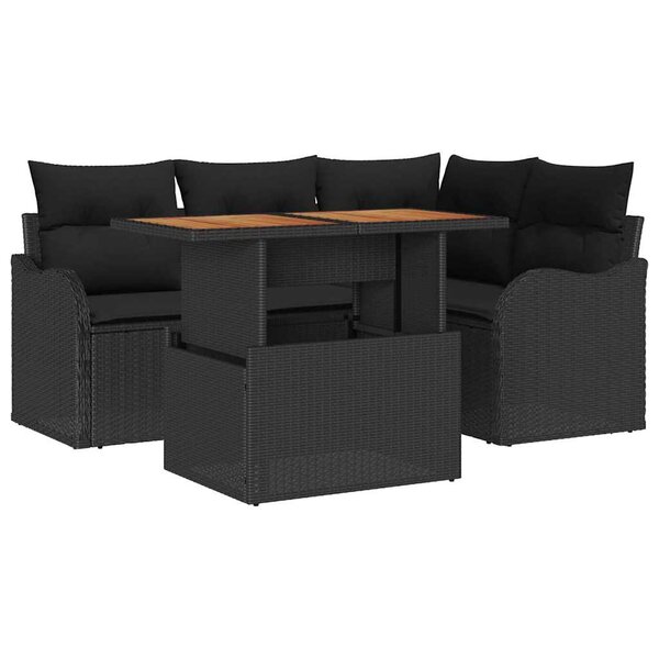 vidaXL Ensemble de canapé de jardin Manuel 5 Pièces Noir 100 x 55 x 73 cm