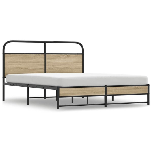 vidaXL Cadre de lit en métal sans matelas chêne fumé 160x200 cm
