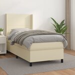 vidaXL Lit à sommier tapissier avec matelas Crème 90x190 cm Similicuir