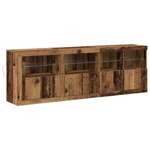 vidaXL Buffet avec lumières LED en vieux bois 202x37x67 cm bois reconstitué