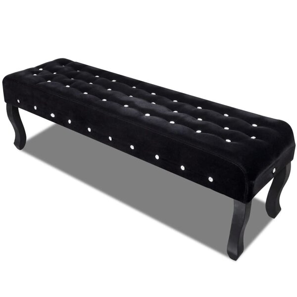 Banc banquette noir tissu velours avec boutons en cristal 02_0021264