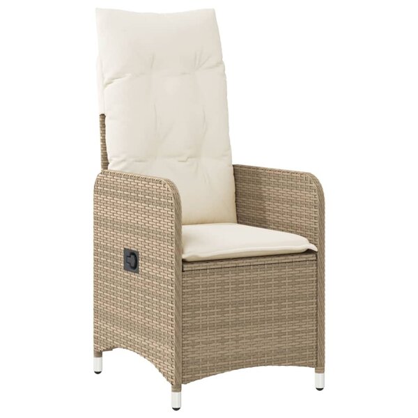 vidaXL Chaise inclinable de jardin avec coussins beige résine tressée