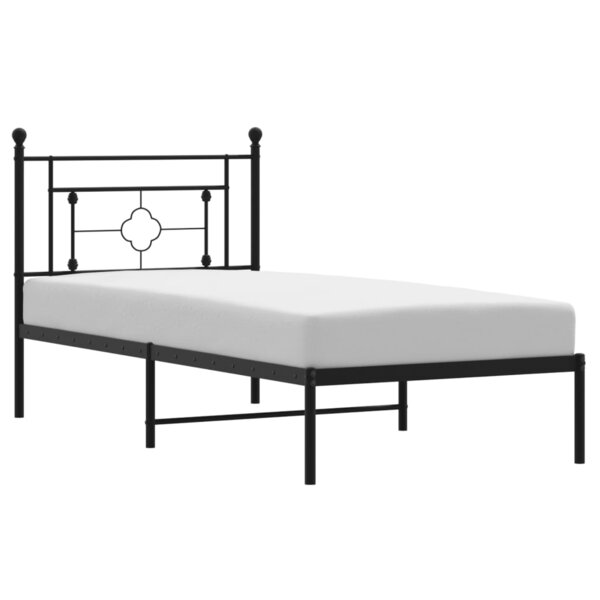 vidaXL Cadre de lit métal sans matelas avec tête de lit noir 100x190cm