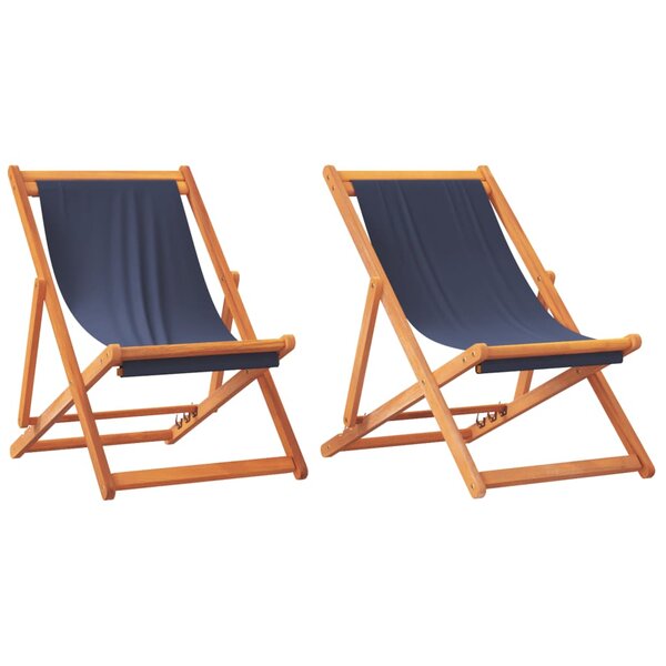 vidaXL Chaises de plage pliables lot de 2 bleu tissu