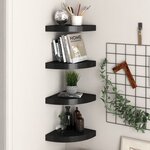 vidaXL Étagères d'angle flottantes 4 Pièces noir 25x25x3 8 cm MDF