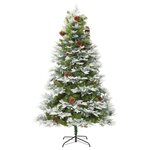 vidaXL Sapin de Noël pré-éclairé et pommes de pin vert 195cm PVC et PE