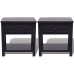 vidaXL Table de chevet 2 Pièces Bois Noir