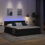 vidaXL Lit de rangement LED avec matelas Noir 200 x 200 cm Tissu