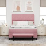 vidaXL Lit à Ressorts avec Matelas & Banc Rose 140x200 cm Velours