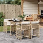 vidaXL Ensemble à manger de jardin avec coussins 5Pièces Beige poly rotin
