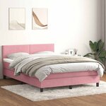 vidaXL Sommier à lattes de lit avec matelas rose 140x210 cm velours