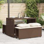 vidaXL Ensemble à manger de jardin 3 Pièces et coussins marron poly rotin