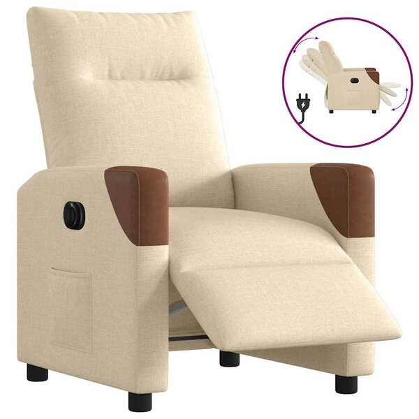 vidaXL Fauteuil inclinable électrique Crème Tissu