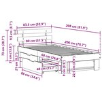 vidaXL Cadre de lit avec tête de lit Naturel 80 x 200 cm Pin massif