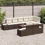 vidaXL Ensemble de canapé de jardin 9 Pièces Marron et Crème polyrotin