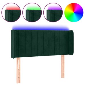 vidaXL Tête de lit à LED Vert foncé 103x16x78/88 cm Velours