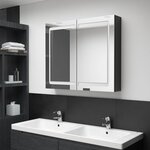 vidaXL Armoire de salle de bain à miroir LED noir brillant 80x12x68 cm