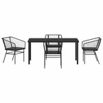 vidaXL Ensemble de salle à manger pour jardin 5 Pièces Noir polyrotin