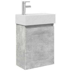 vidaXL Meuble de salle de bain avec robinet Gris béton