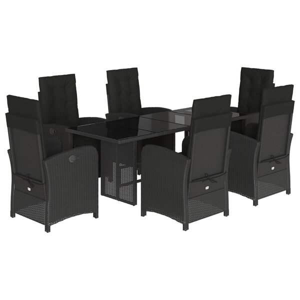 vidaXL Ensemble à manger de jardin coussins 7Pièces Noir Résine tressée