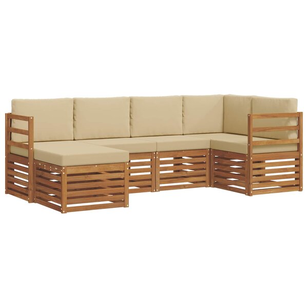 vidaXL Ensemble de canapés d'extérieur 6 pc Naturel et Beige Polyester
