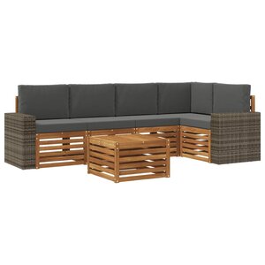 vidaXL Ensemble de canapés d'extérieur 6 pc Naturel et Anthracite