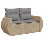 vidaXL Salon de jardin avec coussins 7 Pièces beige résine tressée