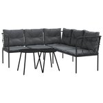 vidaXL Ensemble de canapés de jardin et coussins noir acier textilène