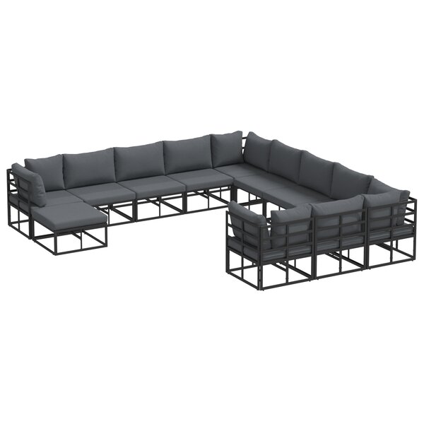 vidaXL Ensemble de canapé de jardin 12 Pièces Noir Aluminium