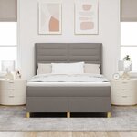 vidaXL Lit à ressorts avec matelas Taupe 140 x 200 cm tissu