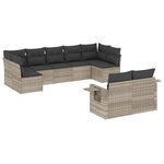 vidaXL Salon de jardin 9 Pièces avec coussins gris clair résine tressée