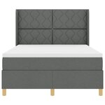 vidaXL Lit à ressorts avec matelas gris foncé - 140 x 200 cm en tissu