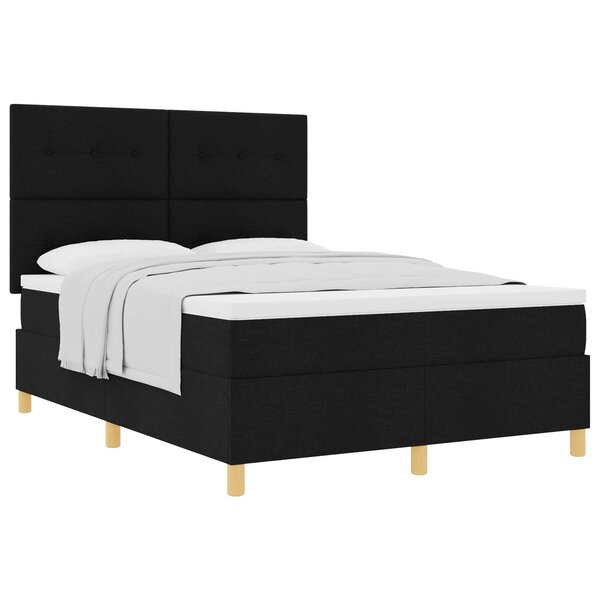 vidaXL Lit à ressorts avec matelas Noir 140 x 190 cm tissu