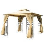 Tonnelle barnum style colonial double toit toiles moustiquaires amovibles 3L x 3l x 2 65H m beige noir