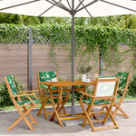 vidaXL Ensemble à manger de jardin 5 Pièces motif de feuilles tissu bois