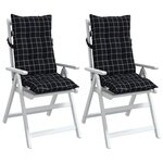 vidaXL Coussins de chaise à dossier haut lot de 2 motif carreaux noir
