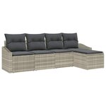 vidaXL Ensemble de canapé de jardin 5 Pièces Gris clair Poly rotin